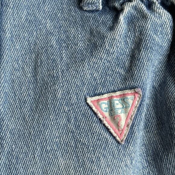 Vintage 80s 90s Baby Guess Denim Overalls Pink Ribbon Detail Girls Size 6Y - Picture 7 of 16